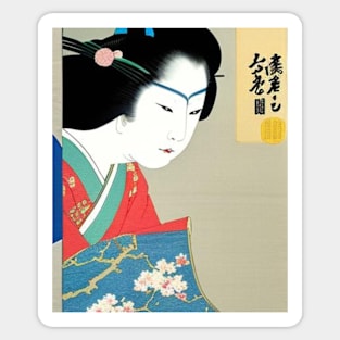 the masters of Japanese Ukiyo-e painting, and mix drawing, painting and digital Sticker